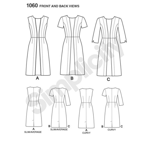 Simplicity Sewing Pattern 1060 Amazing Fit Dress Womens 20W-28W Curvy - Picture 3 of 3